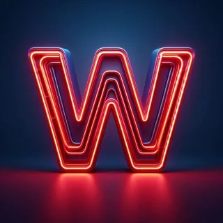 Red neon — letter W (variant 2)