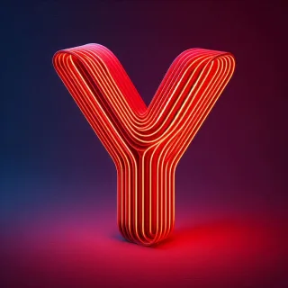 Red neon — letter Y (variant 2)