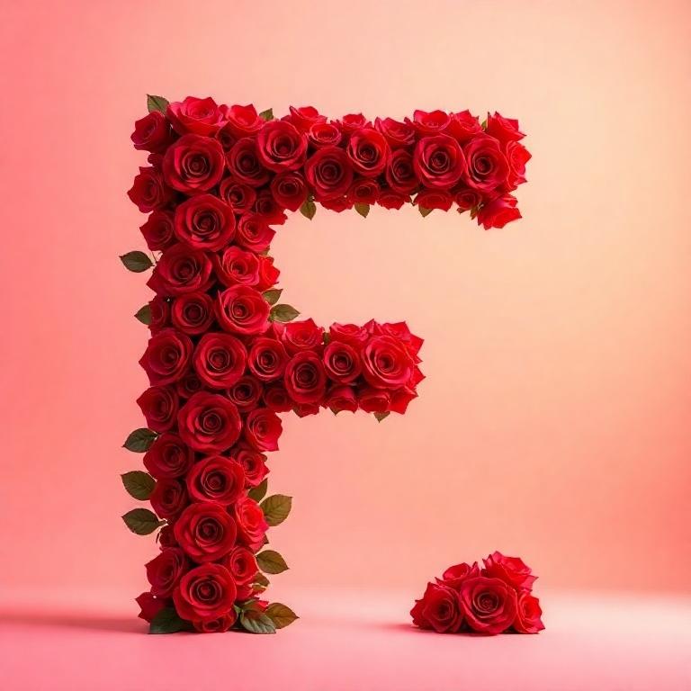 Red rose — letter F