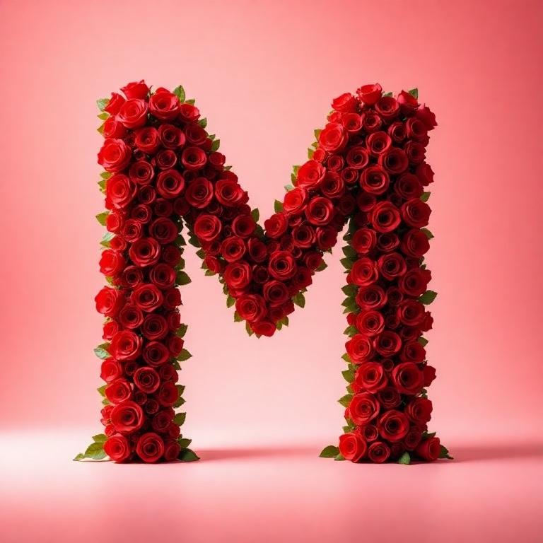 Red rose — letter M