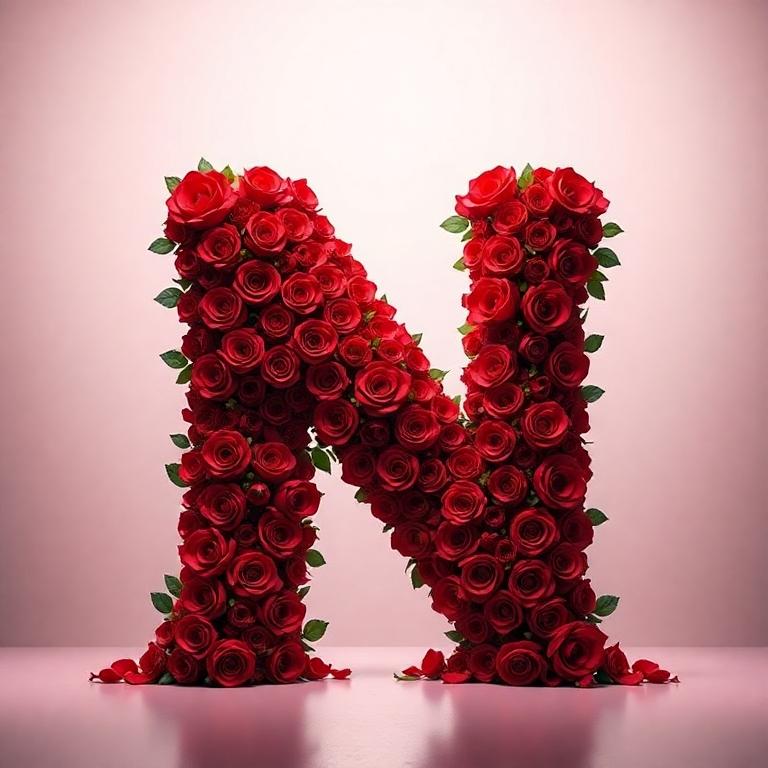 Red rose — letter N