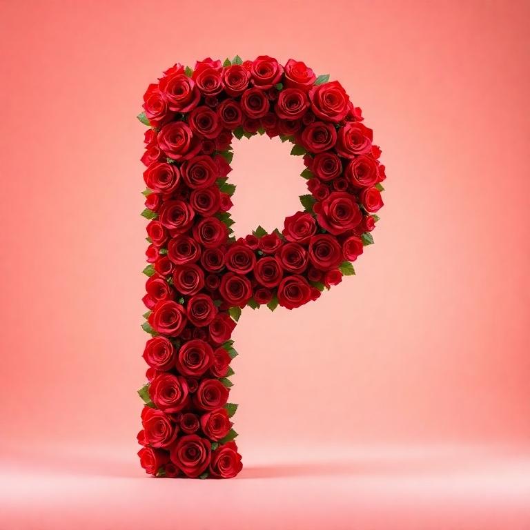 Red rose — letter P