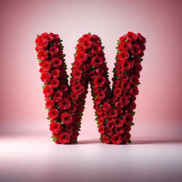 Red rose — letter W