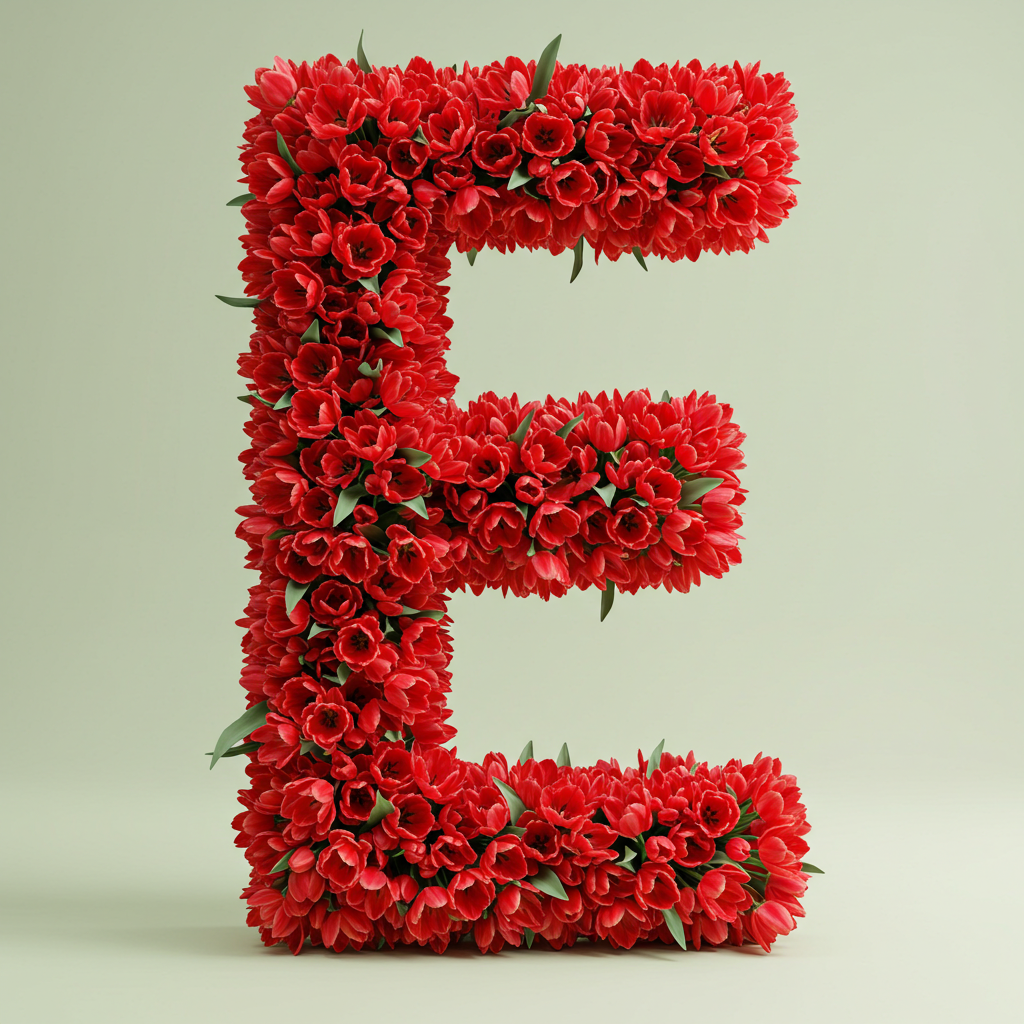 Red tulips — letter E