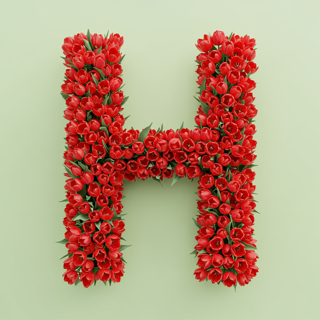 Red tulips — letter H
