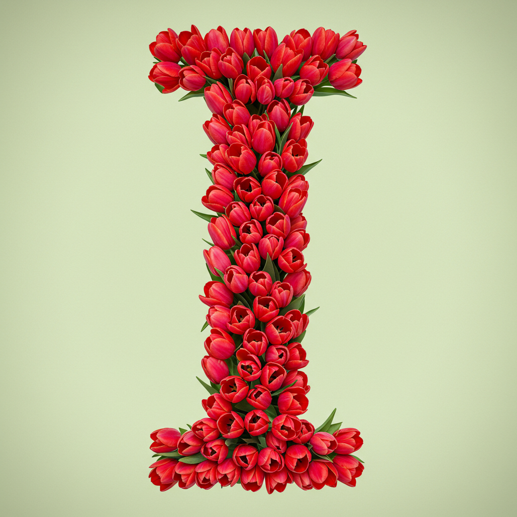 Red tulips — letter I (variant 2)