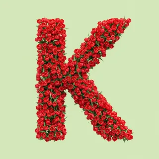 Red tulips — letter K (variant 2)