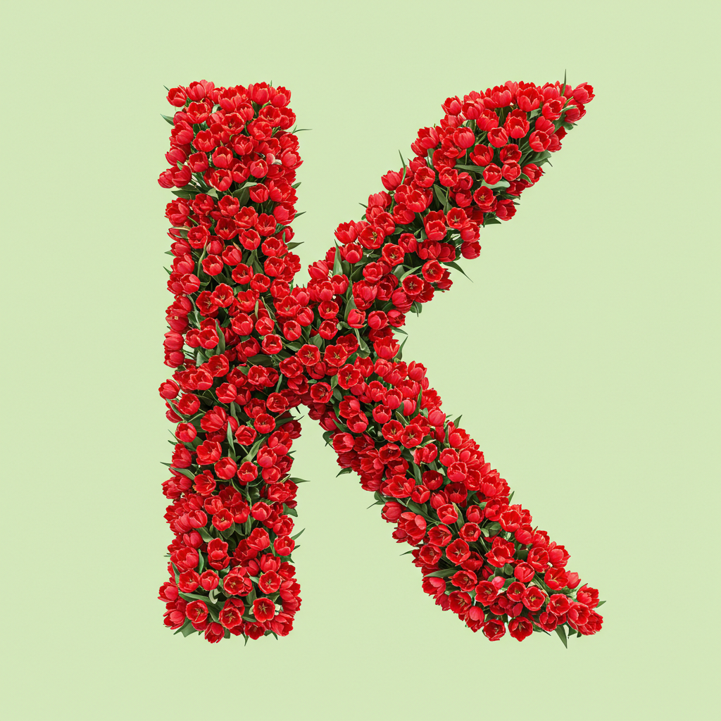 Red tulips — letter K (variant 2)