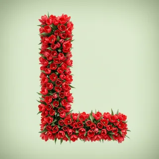 Red tulips — letter L (variant 2)