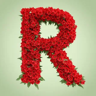 Red tulips — letter R (variant 2)