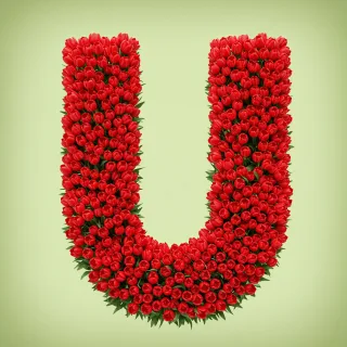 Red tulips — letter U (variant 2)