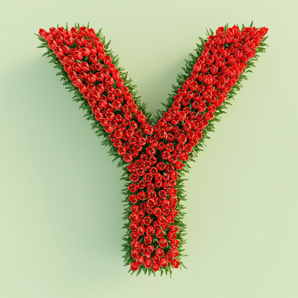 Red tulips — letter Y (variant 2)