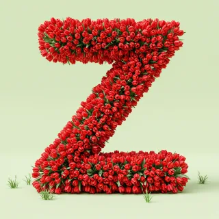 Red tulips — letter Z (variant 2)