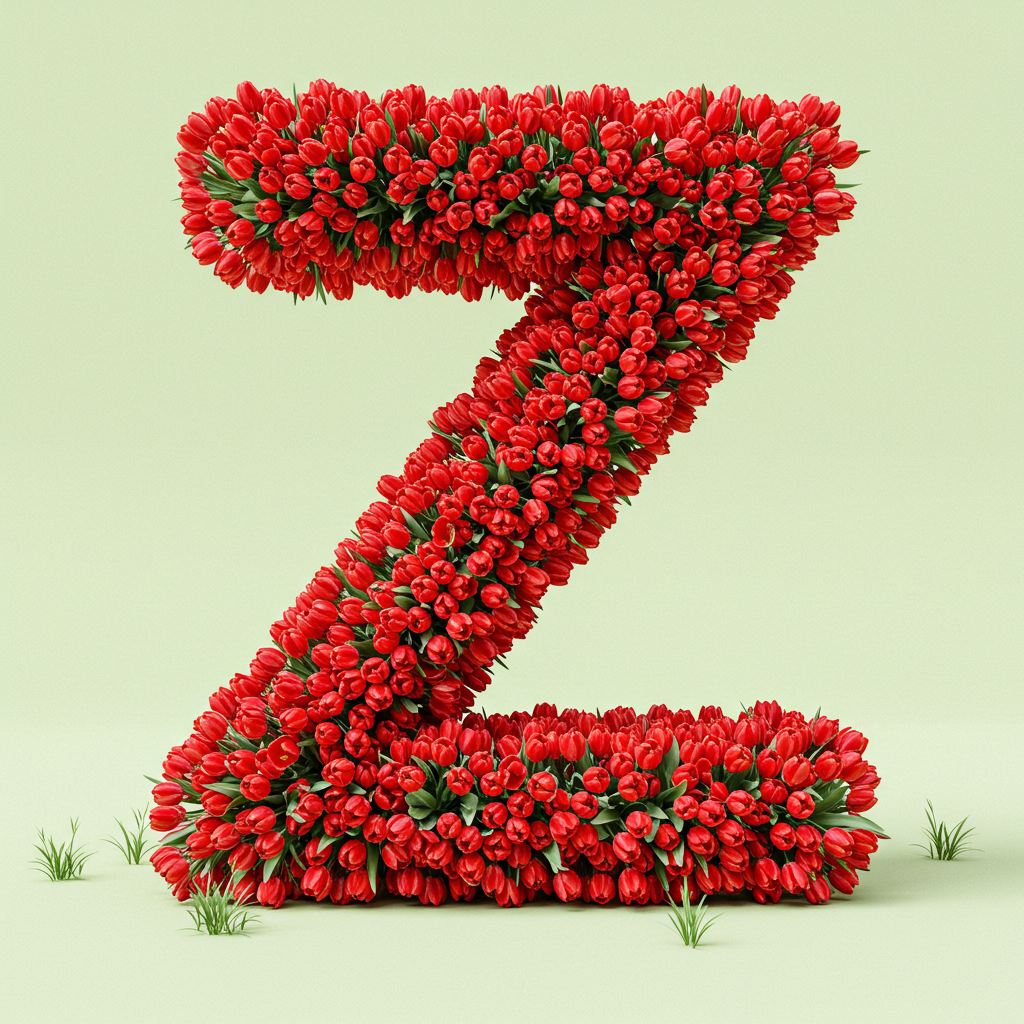Red tulips — letter Z (variant 2)