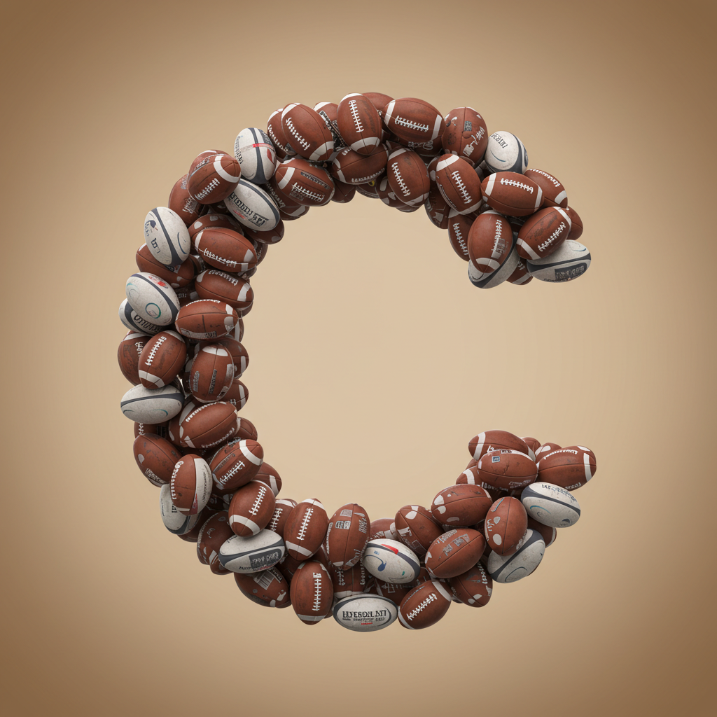 Rugby balls — letter C (variant 2)
