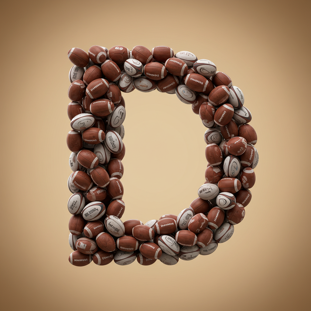 Rugby balls — letter D (variant 2)