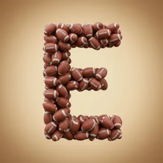 Rugby balls — letter E (variant 2)