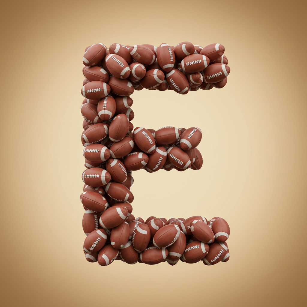 Rugby balls — letter E (variant 2)