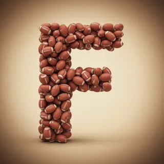 Rugby balls — letter F (variant 2)