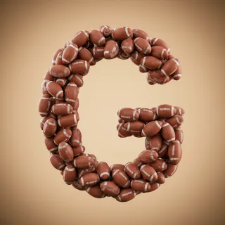 Rugby balls — letter G (variant 2)