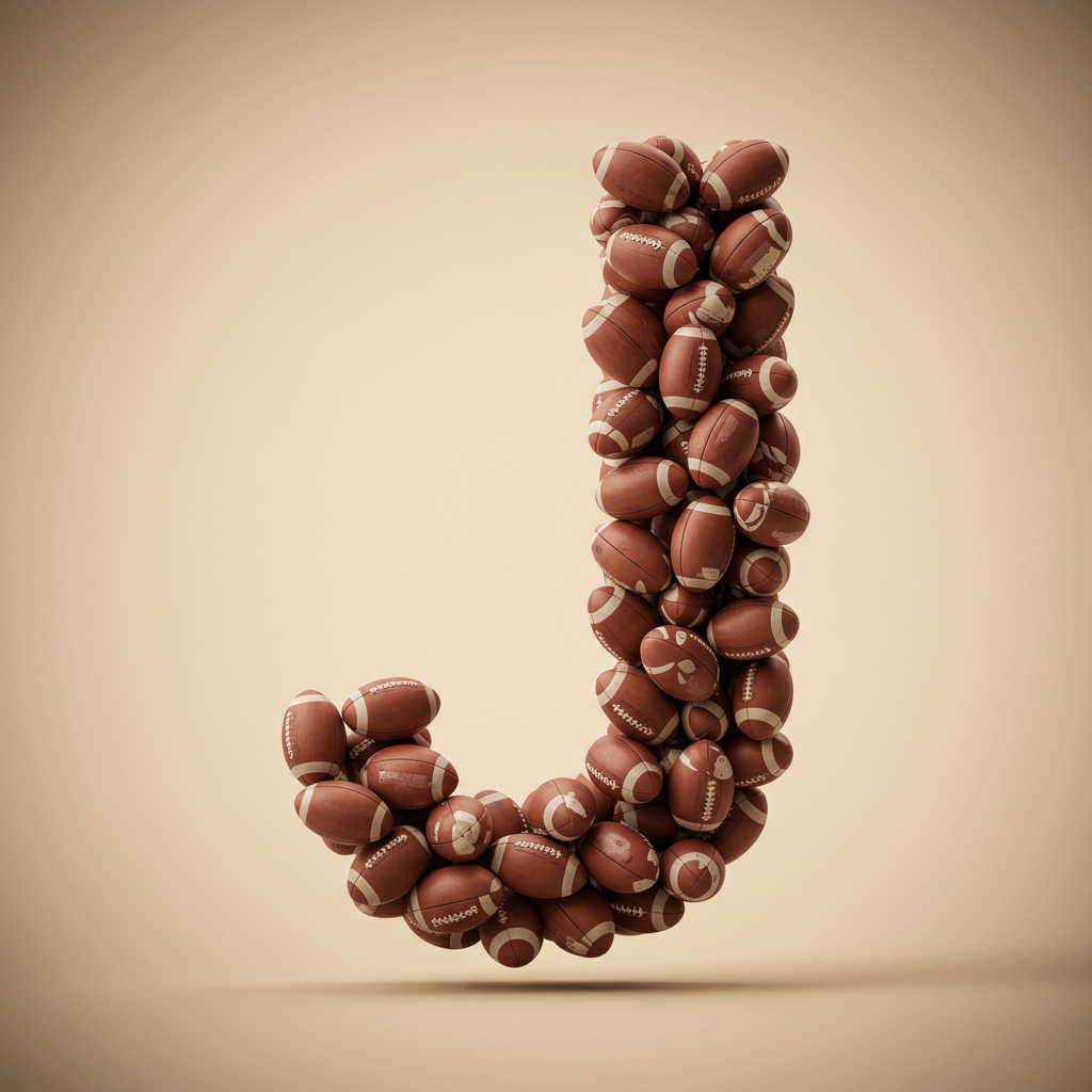 Rugby balls — letter J