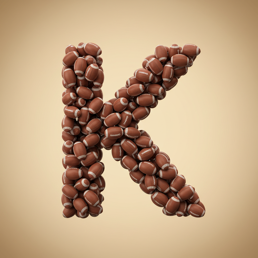 Rugby balls — letter K