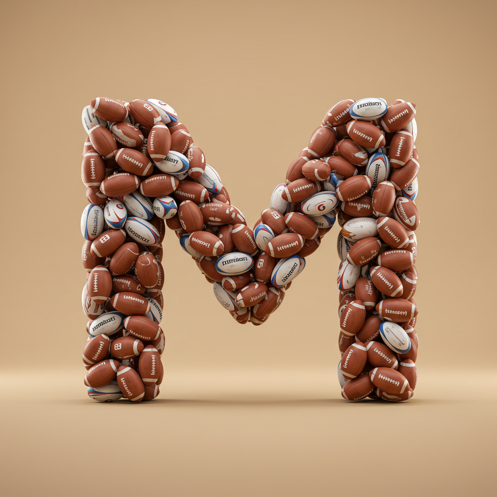 Rugby balls — letter M