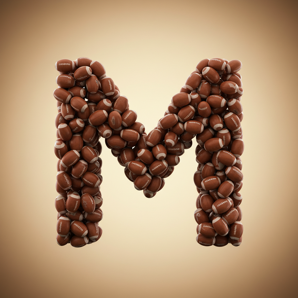 Rugby balls — letter M (variant 2)