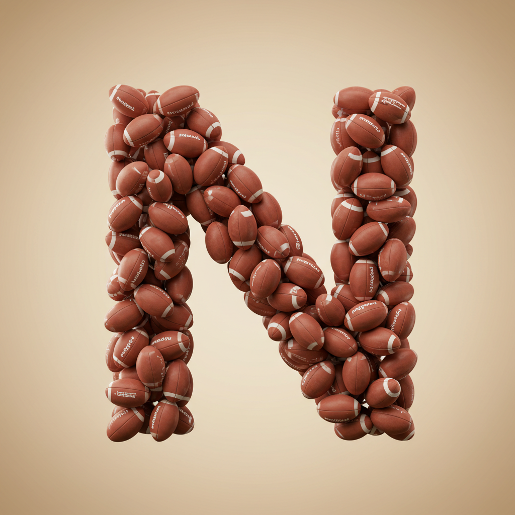 Rugby balls — letter N (variant 2)