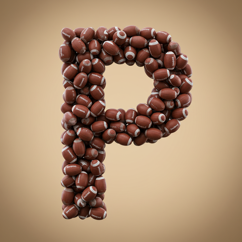 Rugby balls — letter P (variant 2)