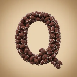Rugby balls — letter Q (variant 2)