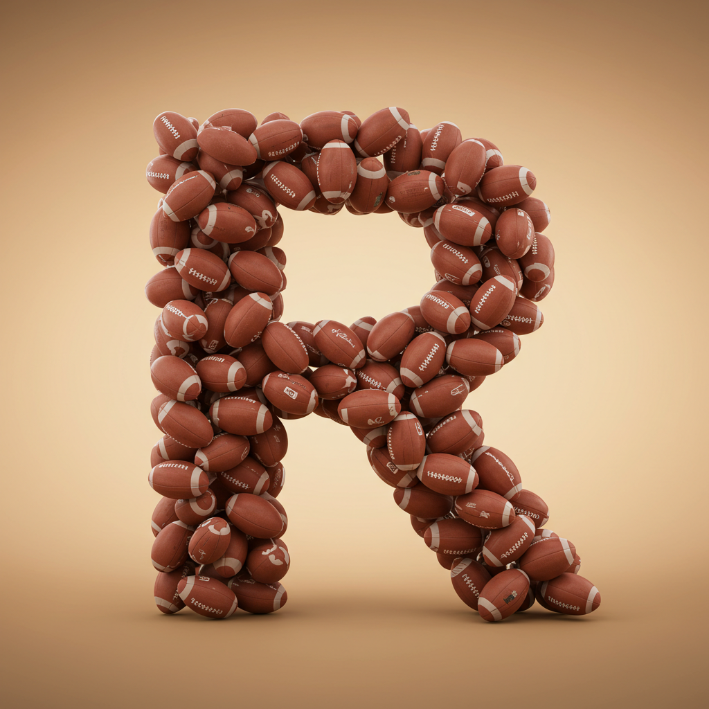 Rugby balls — letter R