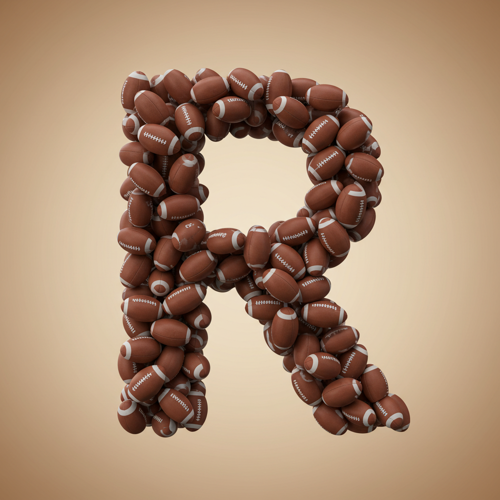 Rugby balls — letter R (variant 2)