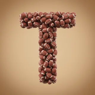Rugby balls — letter T (variant 2)