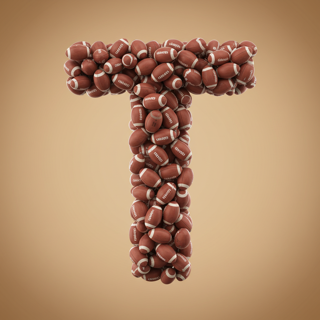 Rugby balls — letter T (variant 2)