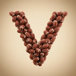 Rugby balls — letter V