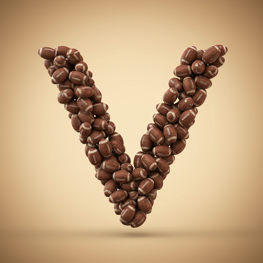 Rugby balls — letter V (variant 2)