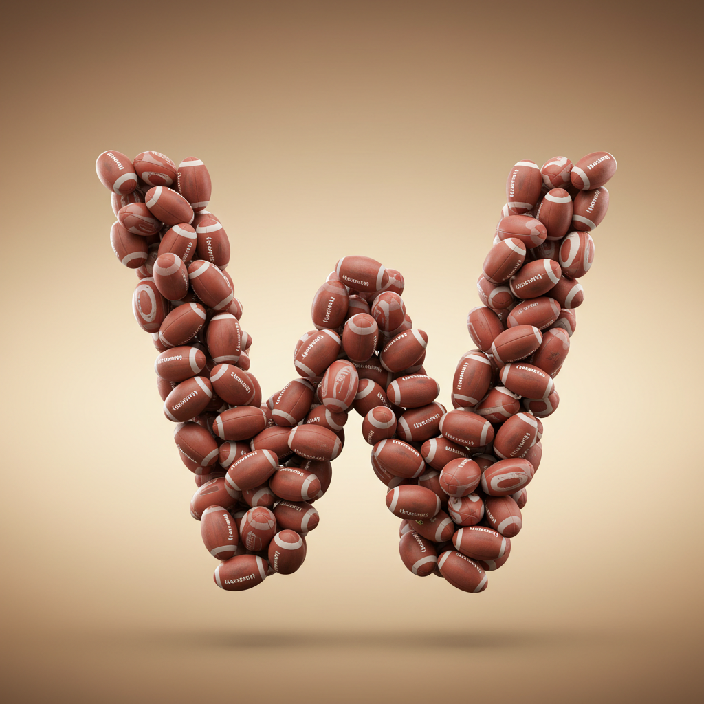 Rugby balls — letter W (variant 2)