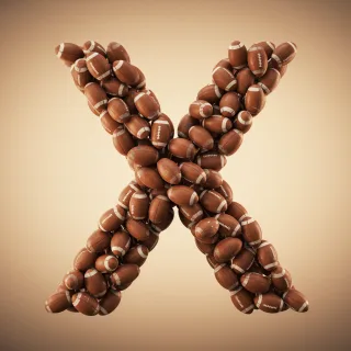 Rugby balls — letter X (variant 2)