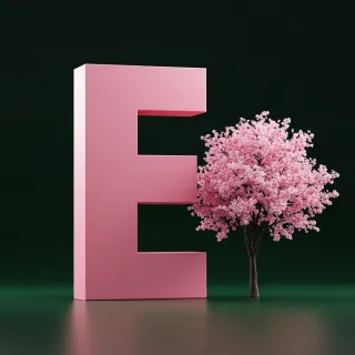 Sakura tree — letter E (variant 2)