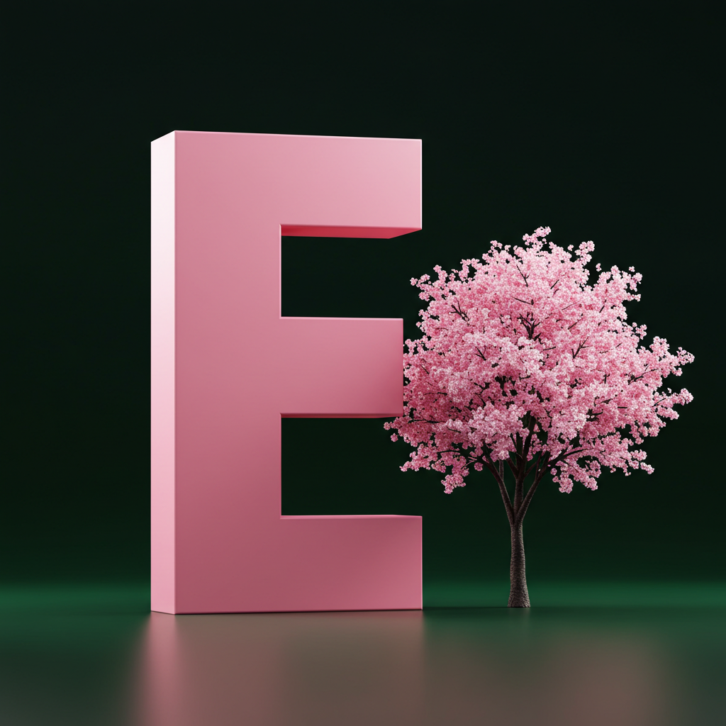 Sakura tree — letter E (variant 2)