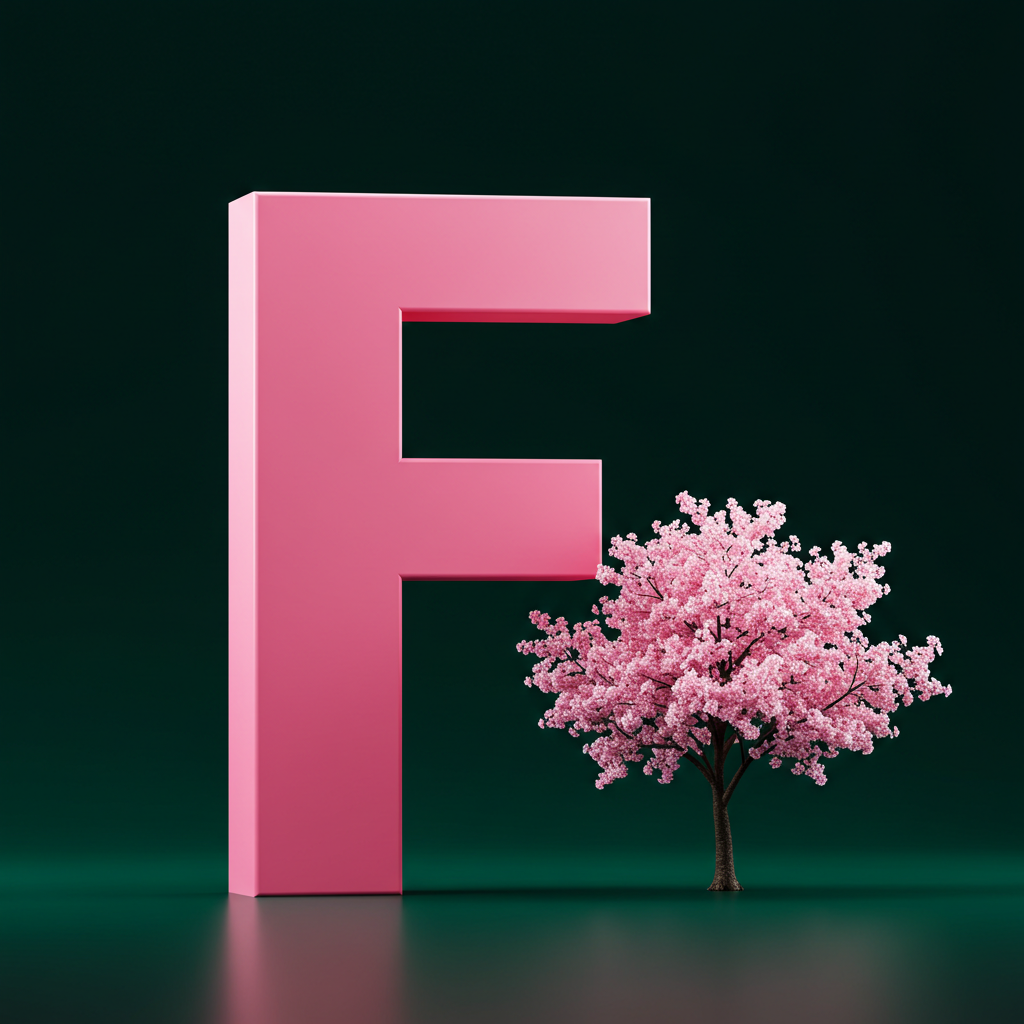 Sakura tree — letter F (variant 2)