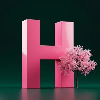 Sakura tree — letter H (variant 2)