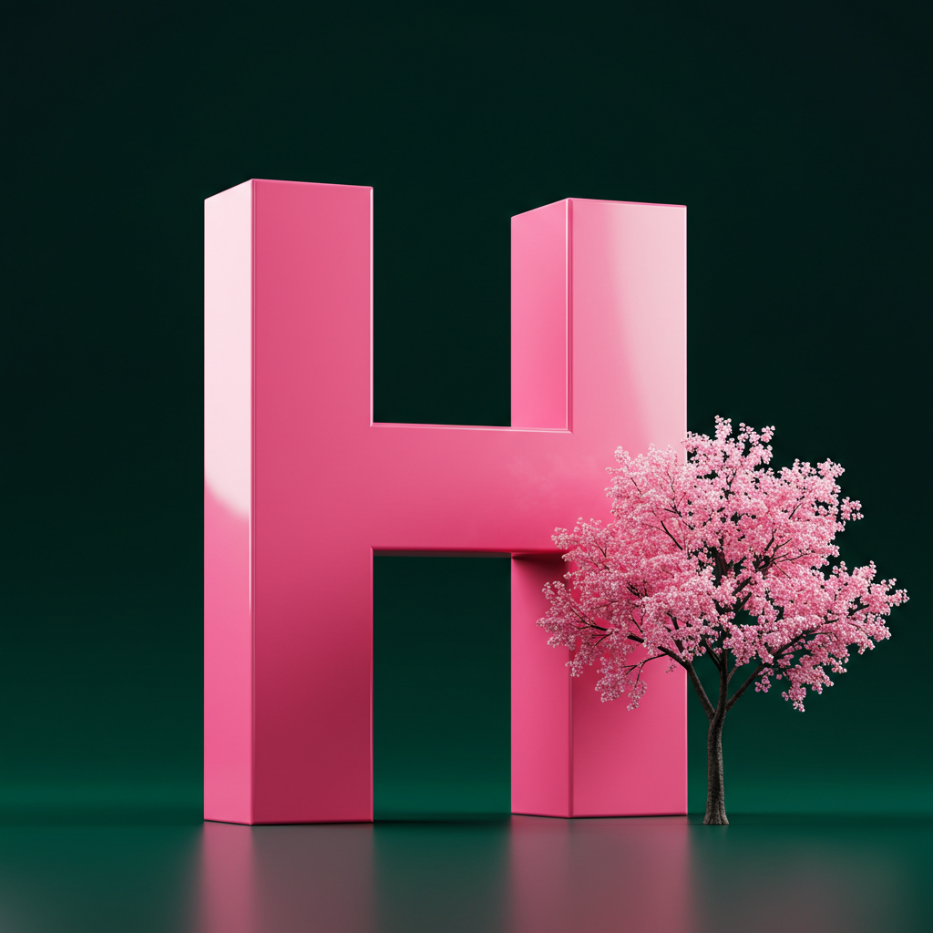 Sakura tree — letter H (variant 2)