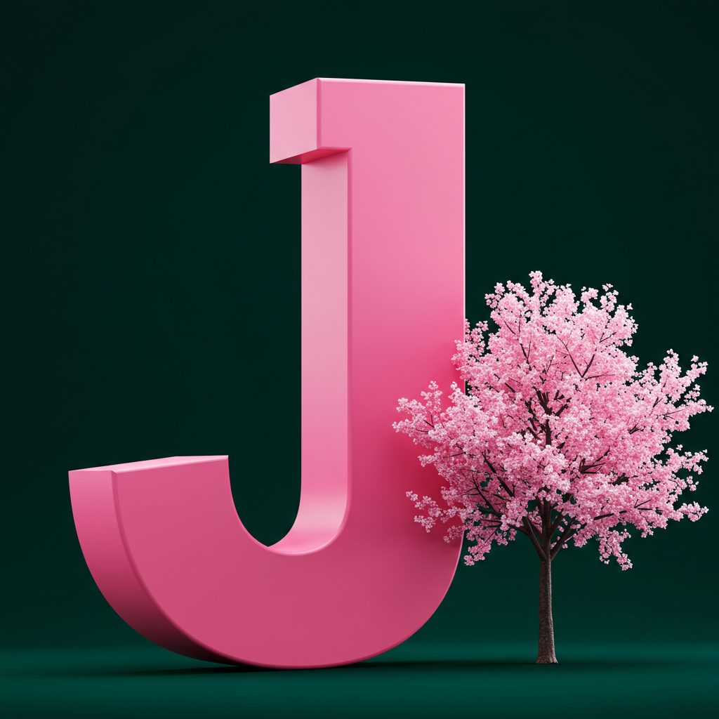 Sakura tree — letter J (variant 2)