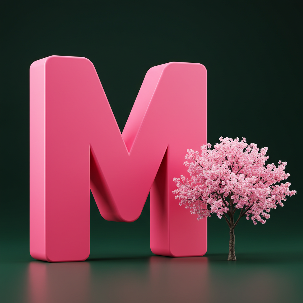 Sakura tree — letter M (variant 2)