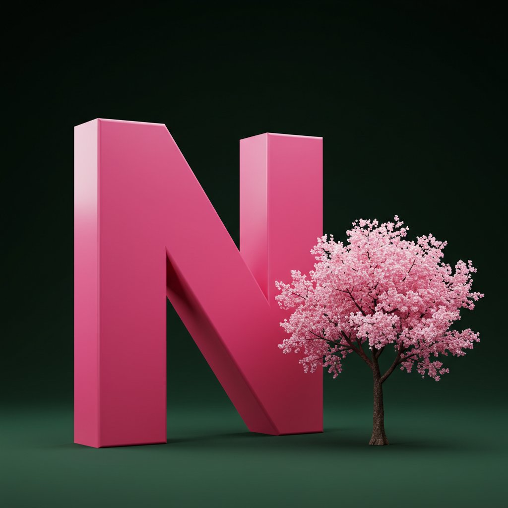 Sakura tree — letter N