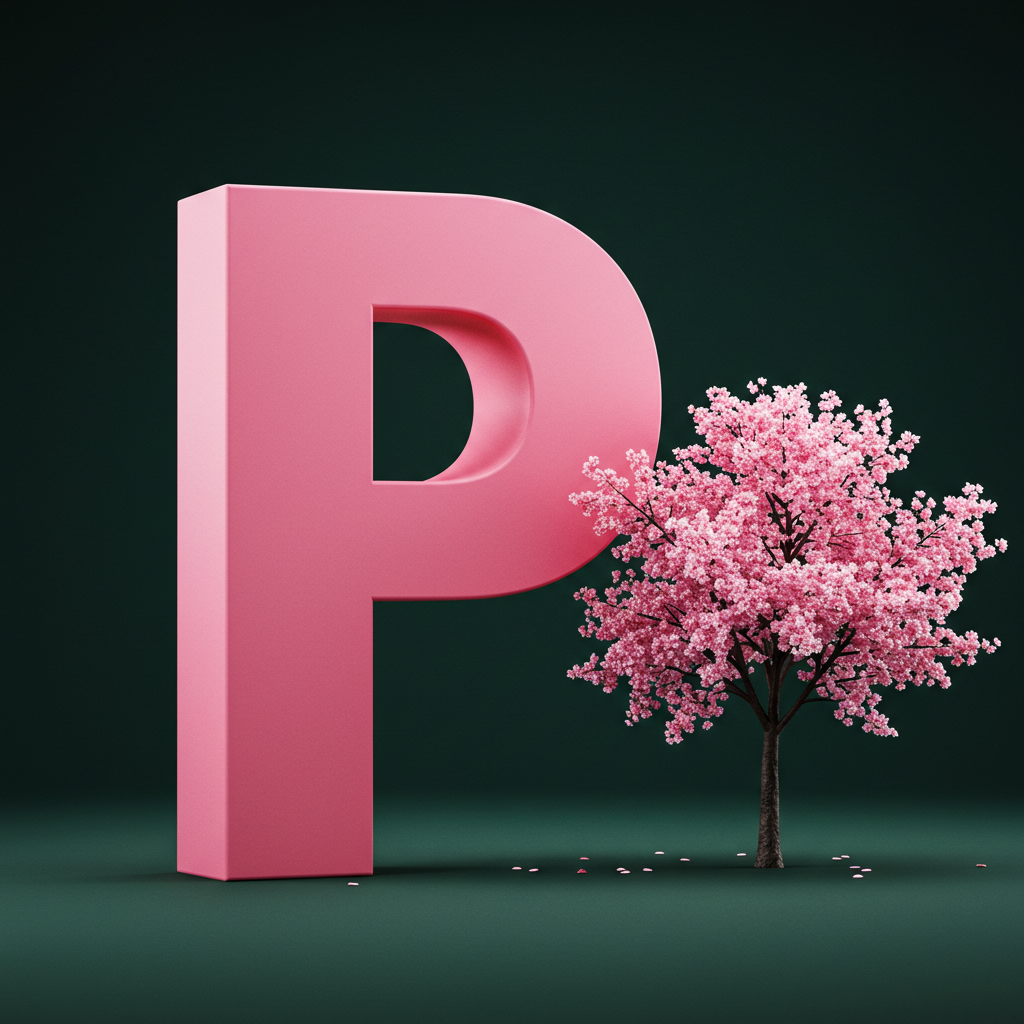 Sakura tree — letter P (variant 2)