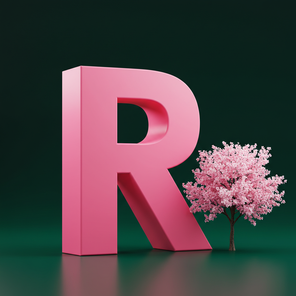 Sakura tree — letter R (variant 2)