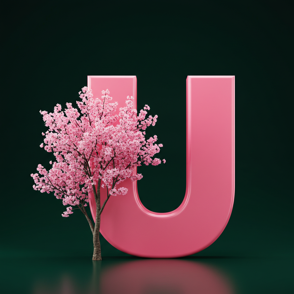 Sakura tree — letter U (variant 2)